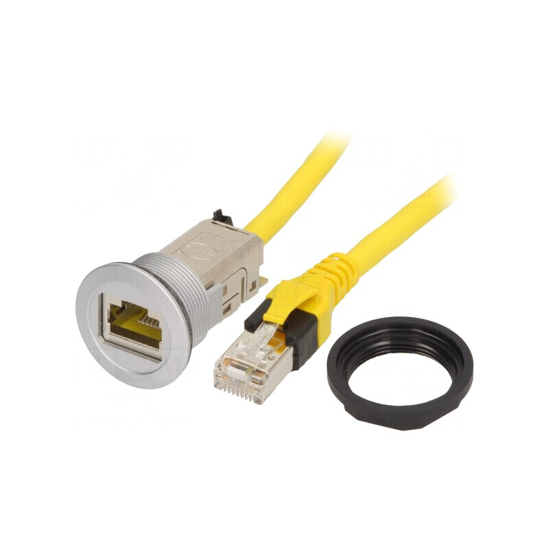 Soclu RJ45 har-port argintiu IP20 Ø22mm | Electronic-mag.ro | Componente Electronice