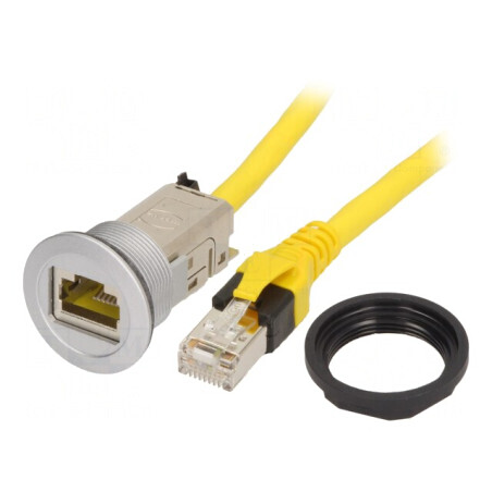Soclu RJ45 har-port argintiu IP20 Ø22mm | Electronic-mag.ro | Componente Electronice