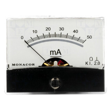 Ampermetru de Panou DC 0-50mA Clasa 2 Rezistență Internă 1.2Ω | Electronic-mag.ro | Componente Electronice
