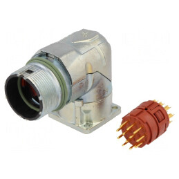 Conector M23 12 PIN tată lipire 90° aurit