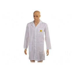 Halat ESD Unisex Alb M - Bumbac, Poliester, Fibră de Carbon | Electronic-mag.ro | Componente Electronice