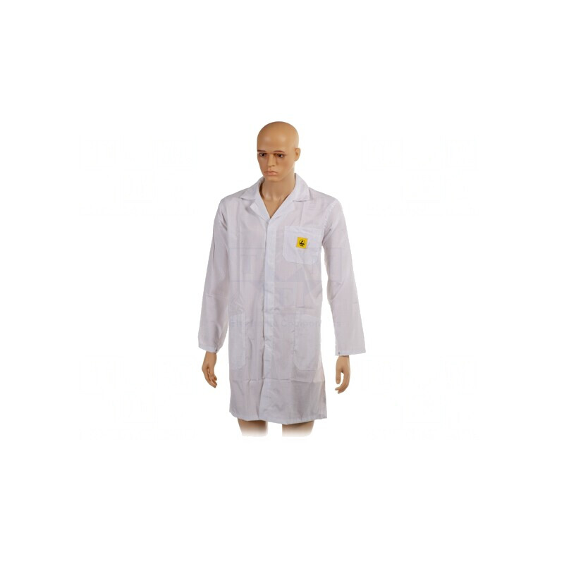 Halat ESD Unisex Alb M - Bumbac, Poliester, Fibră de Carbon | Electronic-mag.ro | Componente Electronice