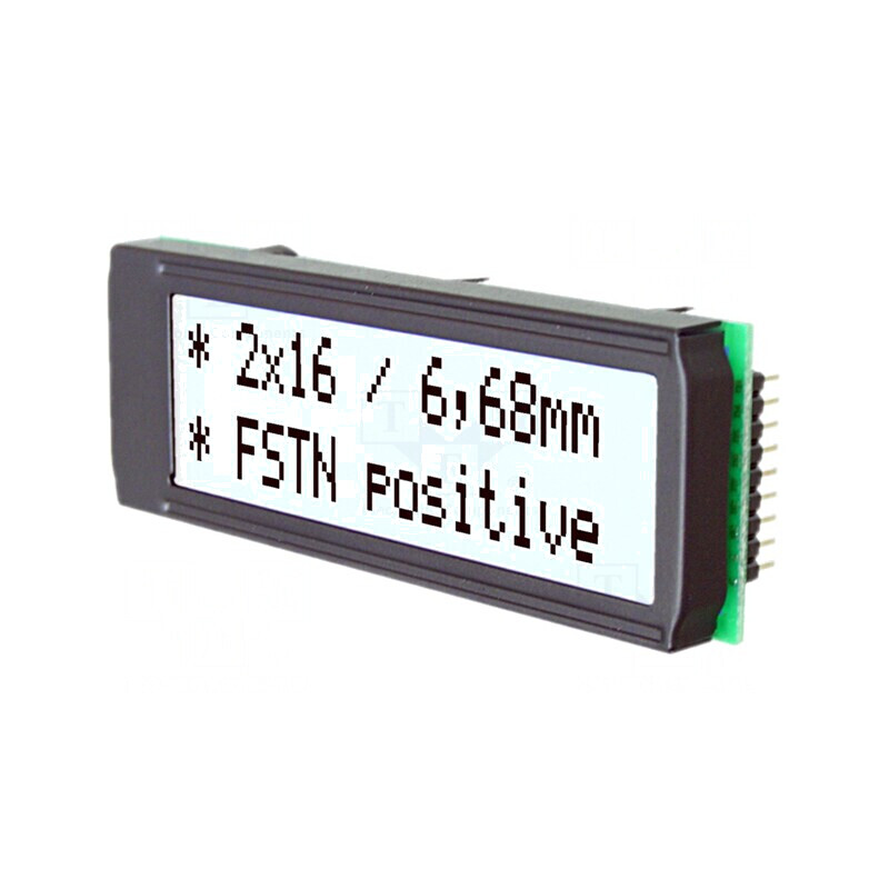 Afişaj LCD alfanumeric 16x2 FSTN 68x26,8mm LED | Electronic-mag.ro | Componente Electronice