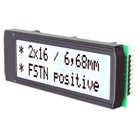 Afişaj LCD alfanumeric 16x2 FSTN 68x26,8mm LED | Electronic-mag.ro | Componente Electronice
