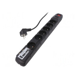 Prelungitor 6 Prize cu Protecție Supratensiune și USB 1.5M Negru | Electronic-mag.ro | Componente Electronice
