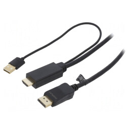Cablu DisplayPort 1.2 la HDMI 1.4 2m Negru | Electronic-mag.ro | Componente Electronice