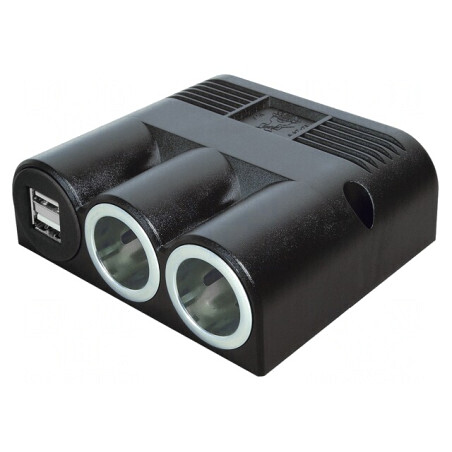 Adaptor Auto Dublu USB și Soclu Brichetă, Negru | Electronic-mag.ro | Componente Electronice