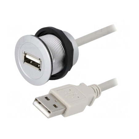 Soclu USB 22mm har-port IP20 Argintiu | Electronic-mag.ro | Componente Electronice