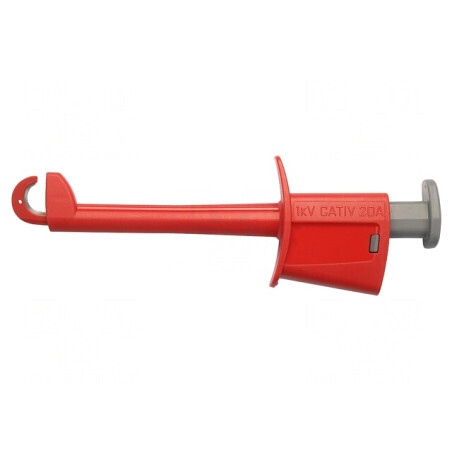 Clips de măsurare cu cârlig 20A, roșu, 4mm, nichelat | Electronic-mag.ro | Componente Electronice