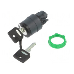 Comutator rotativ cu cheie 22mm negru | Electronic-mag.ro | Componente Electronice