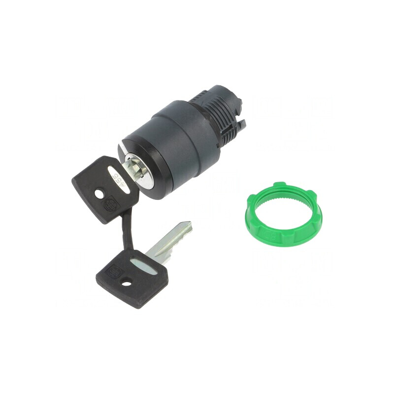Comutator rotativ cu cheie 22mm negru | Electronic-mag.ro | Componente Electronice