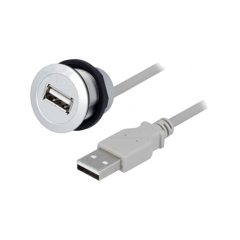 Soclu USB 22mm Har-port Argintiu IP20 | Electronic-mag.ro | Componente Electronice