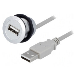 Soclu USB 22mm Har-port Argintiu IP20 | Electronic-mag.ro | Componente Electronice