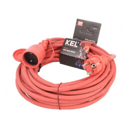 Prelungitor 15m 16A roșu 3x1.5mm2 | Electronic-mag.ro | Componente Electronice