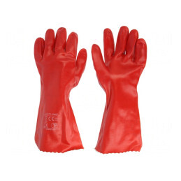 Mănuși de protecție roșii PVC mărimea 10, set 12 buc.