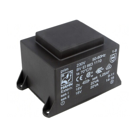 Transformator încapsulat 44VA 230VAC 18V 1222mA | Electronic-mag.ro | Componente Electronice