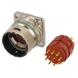 Conector M23 Soclu 12 Pin Lipire Drept Aurit IP68 | Electronic-mag.ro | Componente Electronice