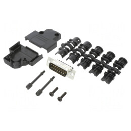 Conector D-Sub 15 pini tată unghi 45° cu şurub pentru cablu | Electronic-mag.ro | Componente Electronice