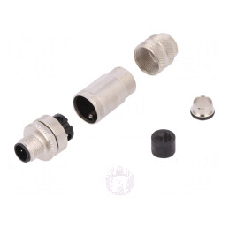 Mufă M12 2 PIN Dreaptă IP67 pentru Cablu 6-8mm | Electronic-mag.ro | Componente Electronice