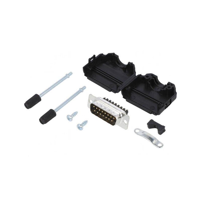 Conector D-Sub 15-Pin Tată Drept cu Terminale Șurub | Electronic-mag.ro | Componente Electronice