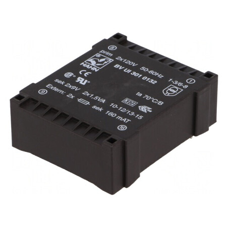 Transformator încapsulat 3VA 115VAC 9V 167mA PCB | Electronic-mag.ro | Componente Electronice