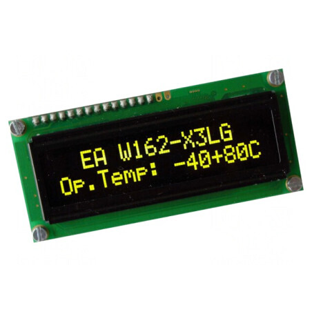 Afișaj OLED 16x2 Alfanumeric Galben-Verde 80x36mm | Electronic-mag.ro | Componente Electronice