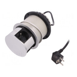 Prelungitor cu prize argintie 16A 3680W IP20 pentru mobilier | Electronic-mag.ro | Componente Electronice