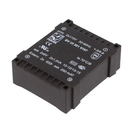 Transformator încapsulat 3VA 115VAC 6V 250mA PCB | Electronic-mag.ro | Componente Electronice