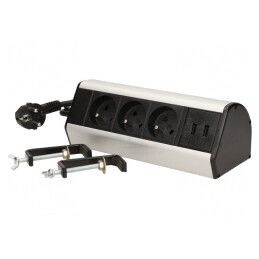 Prelungitor cu Prize pentru Mobilier 3680W Negru Argintiu | Electronic-mag.ro | Componente Electronice