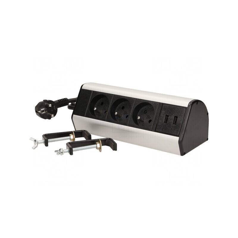 Prelungitor cu Prize pentru Mobilier 3680W Negru Argintiu | Electronic-mag.ro | Componente Electronice Prelungitor cu Prize pentru Mobilier 3680W Negru Argintiu | Electronic-mag.ro | Componente Electronice