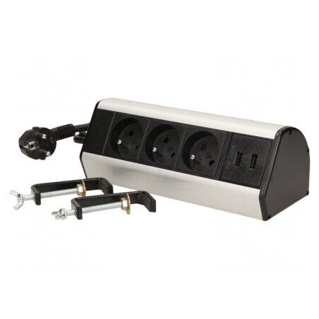 Prelungitor cu Prize pentru Mobilier 3680W Negru Argintiu | Electronic-mag.ro | Componente Electronice