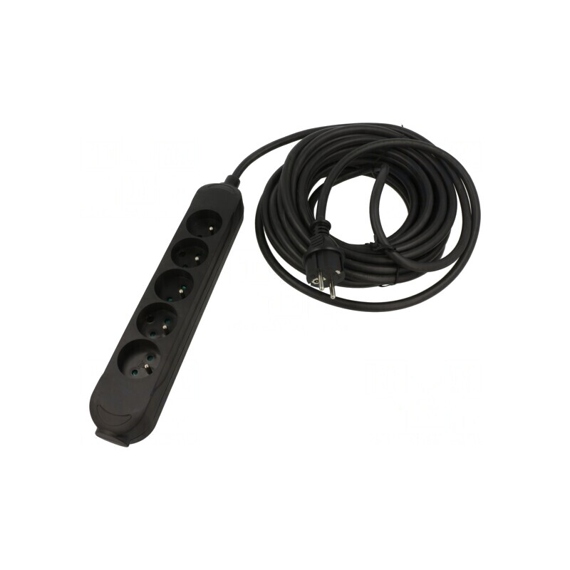 Prelungitor Alimentare 10m 5 Prize Negru 16A | Electronic-mag.ro | Componente Electronice