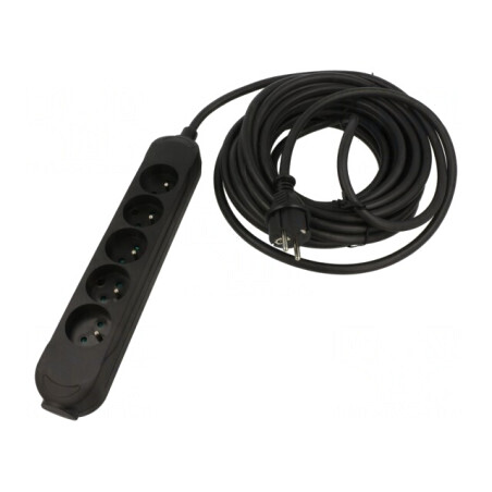 Prelungitor Alimentare 10m 5 Prize Negru 16A | Electronic-mag.ro | Componente Electronice
