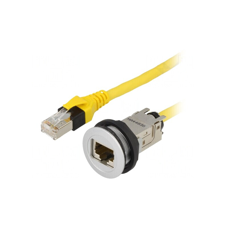 Soclu RJ45 Ø22,3mm IP20 Argintiu | Electronic-mag.ro | Componente Electronice