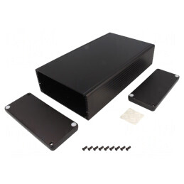 Carcasă aluminiu neagră 125x220x51mm | Electronic-mag.ro | Componente Electronice