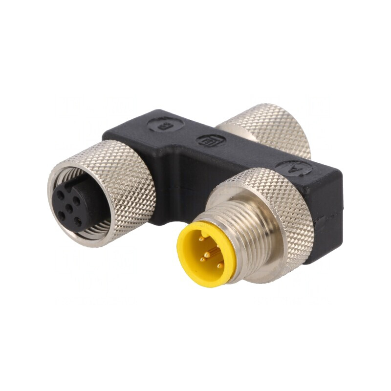 Adaptor în T M12 Tată-Mamă x2 pentru DeviceNet/CANopen | Electronic-mag.ro | Componente Electronice