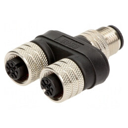 Adaptor T M12 Tată M12 Mamă x2 CANopen | Electronic-mag.ro | Componente Electronice