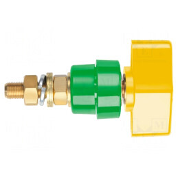 Clemă de laborator galben-verde 1kVDC 100A 81mm alamă | Electronic-mag.ro | Componente Electronice