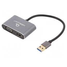 Adaptor | USB 3.0 | D-Sub 15pin HD soclu,HDMI soclu,USB A mufă | A-USB3-HDMIVGA-01