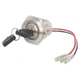 Întrerupător cu cheie 3PST Ø30mm 3 Pini 12V | Electronic-mag.ro | Componente Electronice