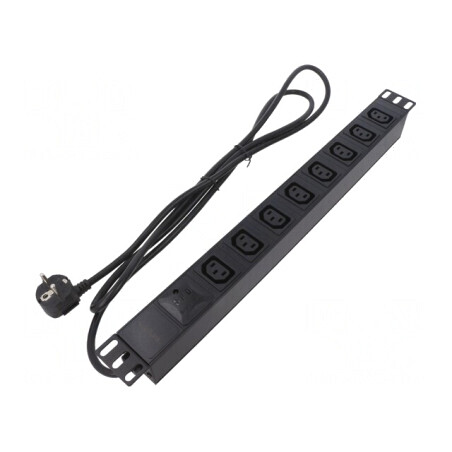 Prelungitor cu 7 prize negru 230V 10A | Electronic-mag.ro | Componente Electronice