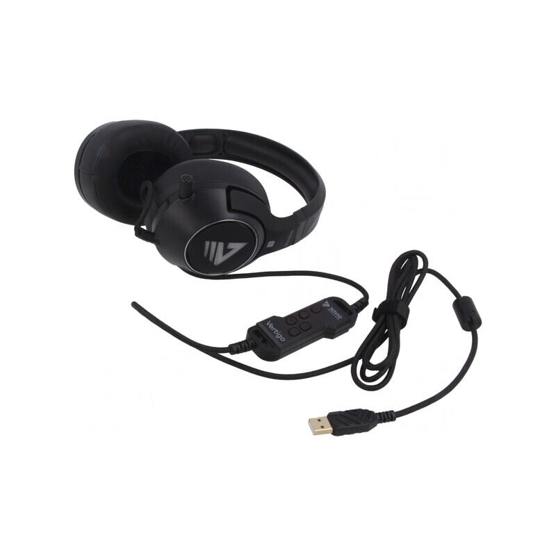 Căști cu Microfon USB Negru-Roșu 2.4m | Electronic-mag.ro | Componente Electronice