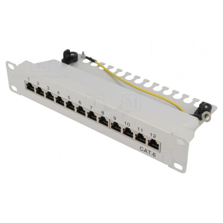 Patch Panel RJ45 Cat6 Rack Gri 12 Porturi | Electronic-mag.ro | Componente Electronice