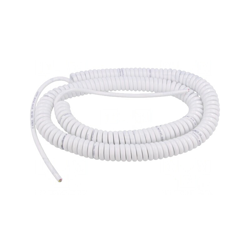 Cablu spiralat 6x0,22mm PUR alb 300V 1m-4m | Electronic-mag.ro | Componente Electronice