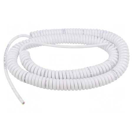 Cablu spiralat 6x0,22mm PUR alb 300V 1m-4m | Electronic-mag.ro | Componente Electronice