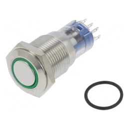 Comutator anti-vandalism DPDT IP67 verde 3A 250VAC | Electronic-mag.ro | Componente Electronice