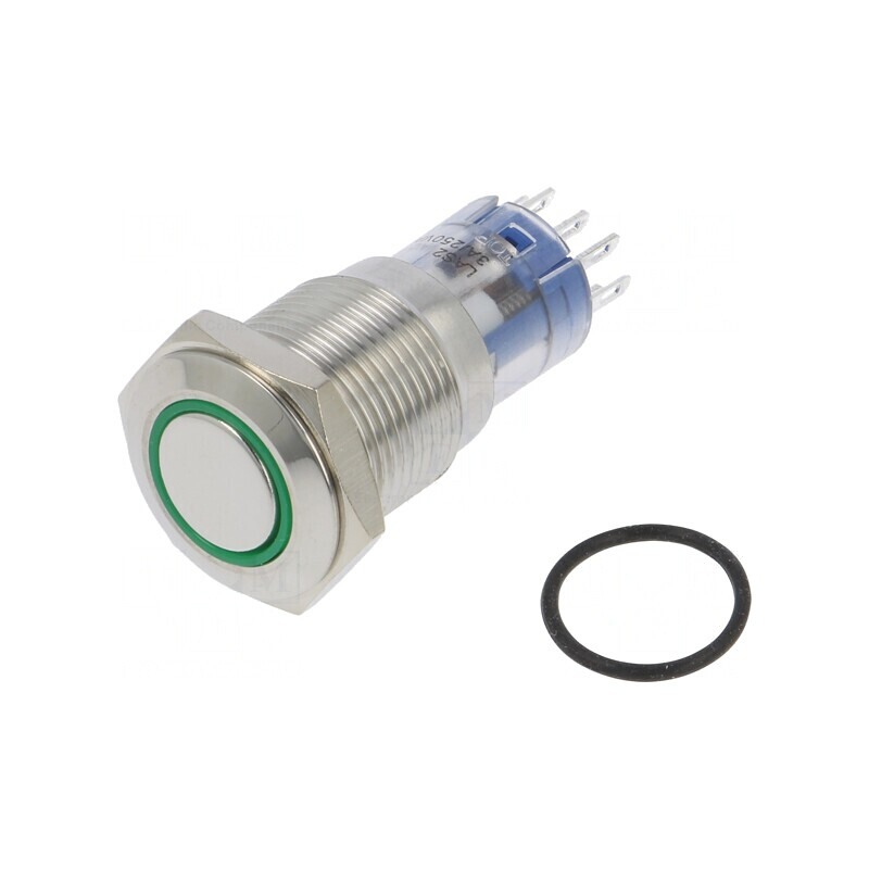 Comutator anti-vandalism DPDT IP67 verde 3A 250VAC | Electronic-mag.ro | Componente Electronice