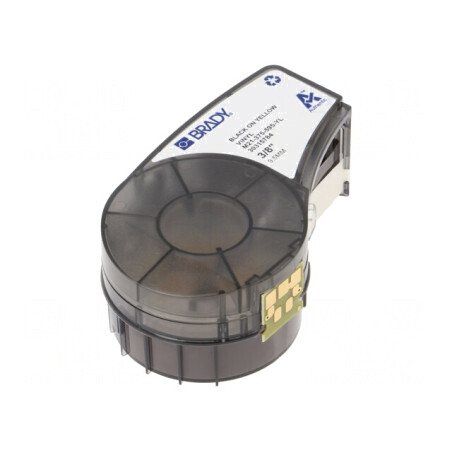 Bandă galbenă 9,5mm x 6,4m cu text negru | Electronic-mag.ro | Componente Electronice