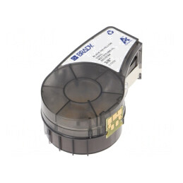 Bandă galbenă 9,5mm x 6,4m cu text negru | Electronic-mag.ro | Componente Electronice