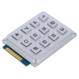 Tastatură: metal | Nr.butoane: 12 | LED | metal | 200mΩ | 1,2N | 20mA | 3,3V | AK-304-N-SSL-WP-MM-BL